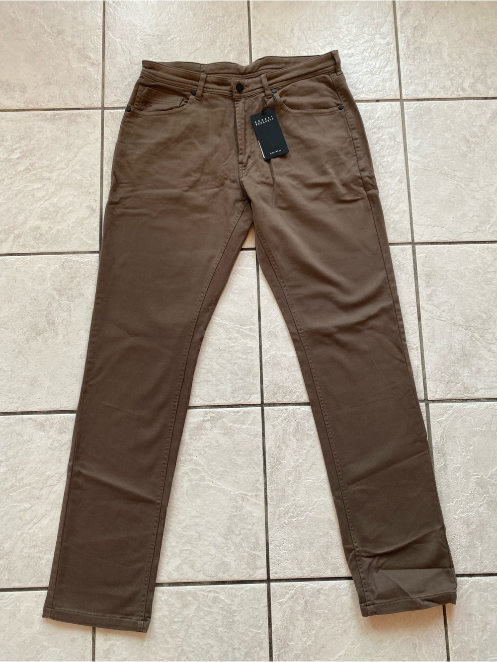 Robert Barakett Men Linear 5 Pocket Pants 32x32 Brown Slim Straight Stretch NWT
